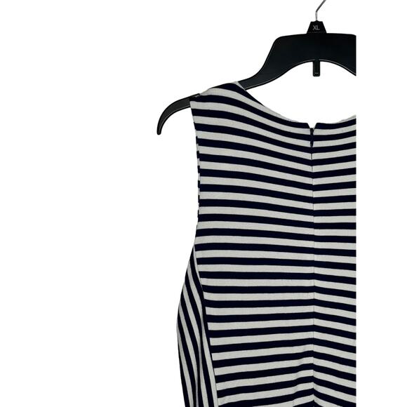 Madewell Women T-Shirt Dress Afternoon Sleeveless Striped Pockets Pleated Large - Picture 9 of 10